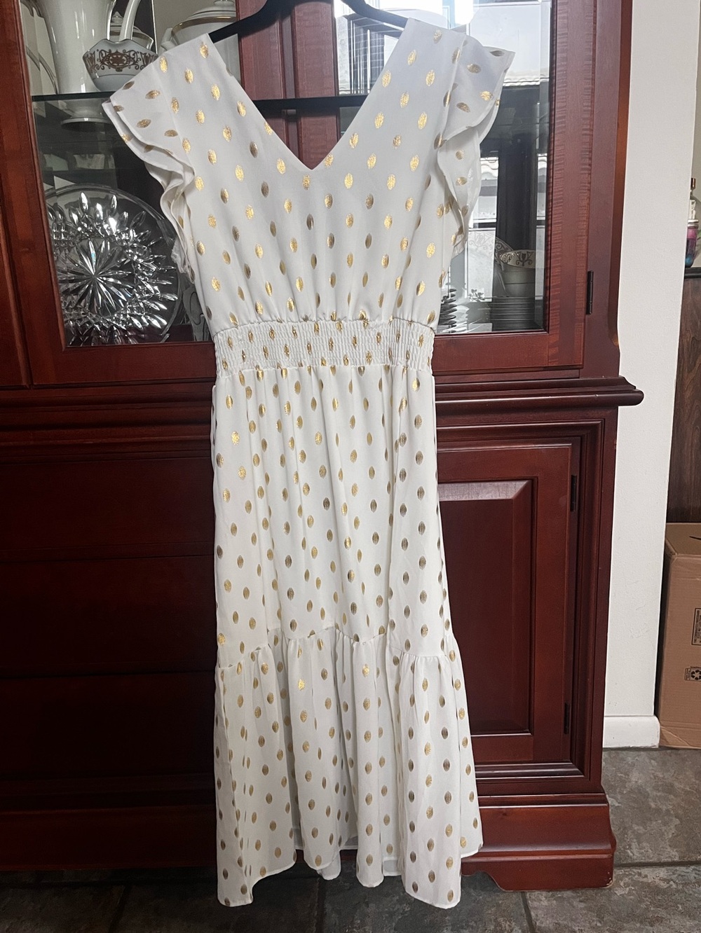 Gold polka dot dress